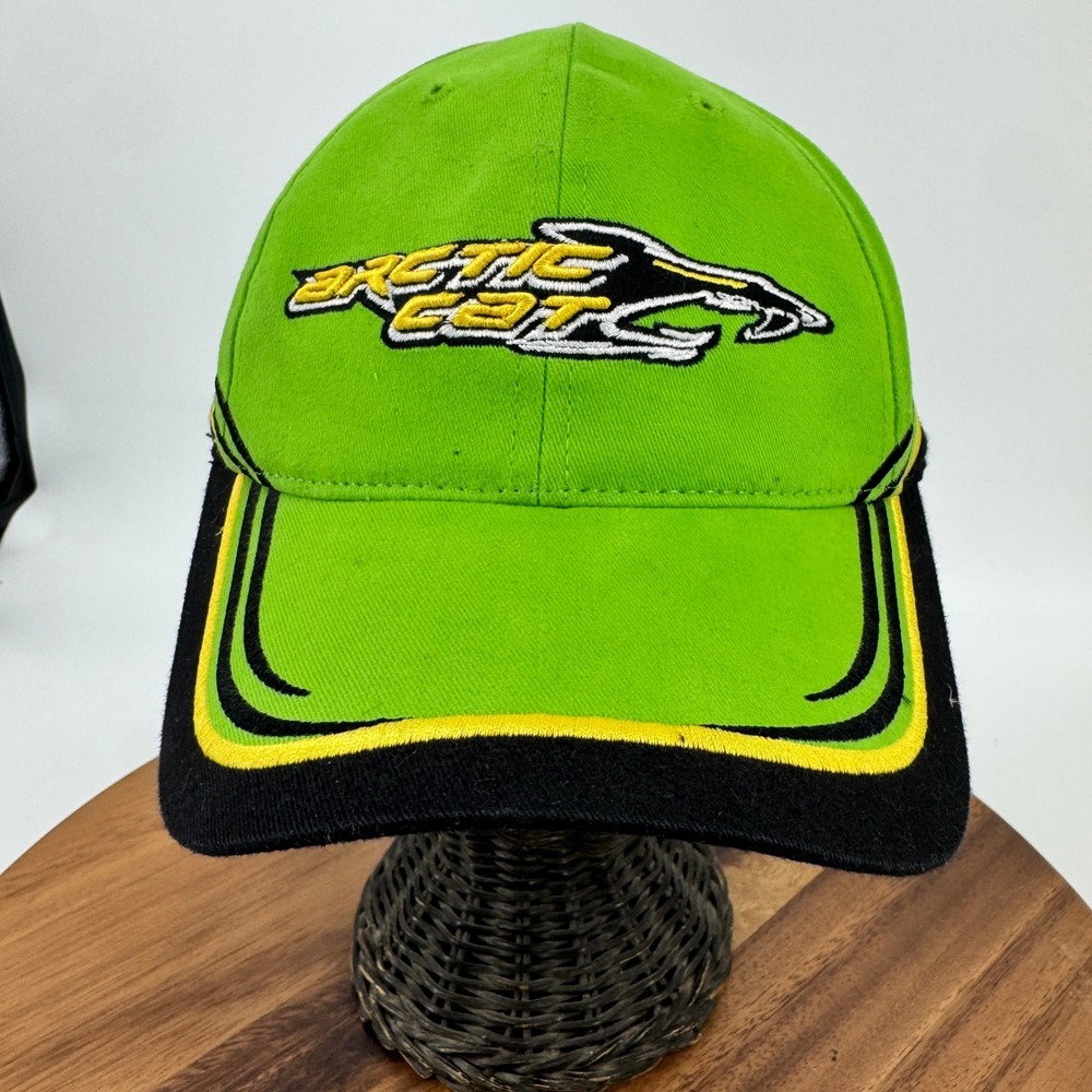 Arctic Cat Hat Men OSFA Green Black Embroidered Snowmobile Racing Baseball Cap - Picture 6 of 16